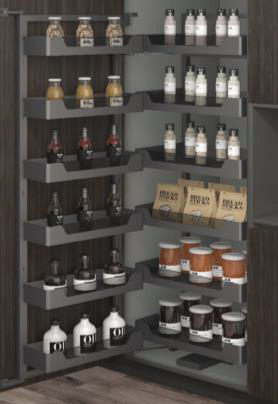 Kitchen Pantry Unit 600 mm - Soft Close - Glass (With set of 6 + 6 Shelves)